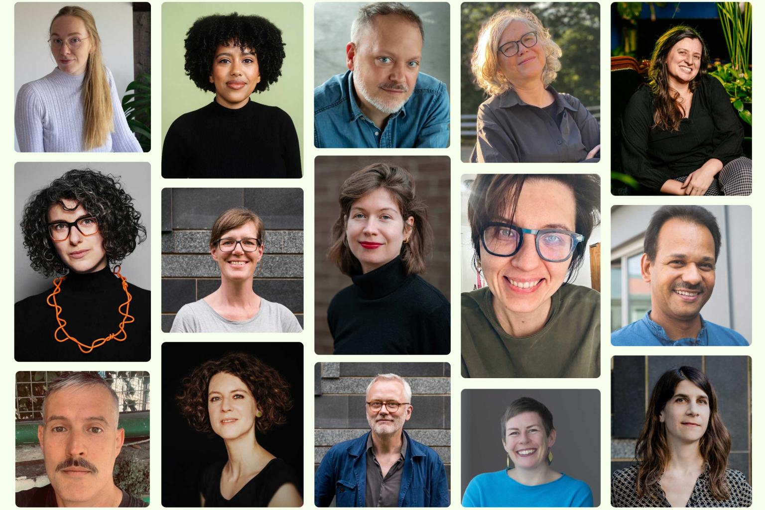 A collage of portraits of all fifteen selection committee members